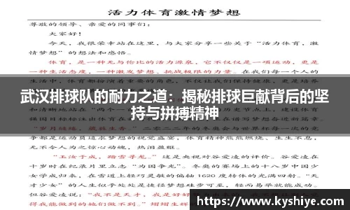 武汉排球队的耐力之道：揭秘排球巨献背后的坚持与拼搏精神